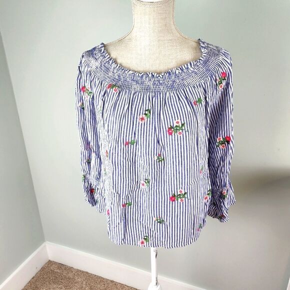 Miss ME WOMEN'S OFF OR ON SHOULDER TOP SIZE LARGE BELL SLEEVES PULLOVER - Picture 3 of 8